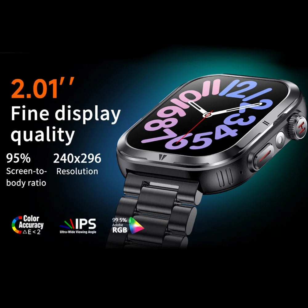 MK86 2.01-inch Square Screen Bluetooth-compatible Call Smart Watch Health Monitoring Waterproof Sports Watch with LED Light - Black - 6