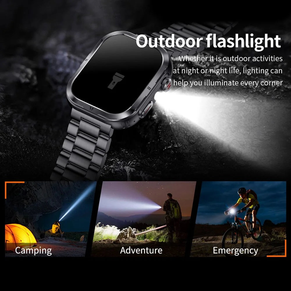 MK86 2.01-inch Square Screen Bluetooth-compatible Call Smart Watch Health Monitoring Waterproof Sports Watch with LED Light - Black - 7