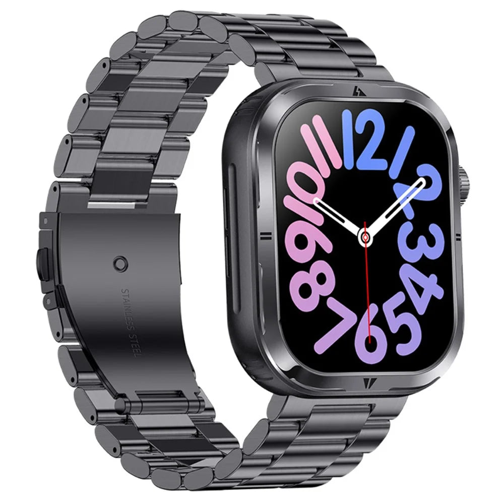 MK86 2.01-inch Screen Bluetooth-compatible Call Smart Watch Health Monitoring Flashlight Sports Watch, Silicone + Steel Strap - Black - 3