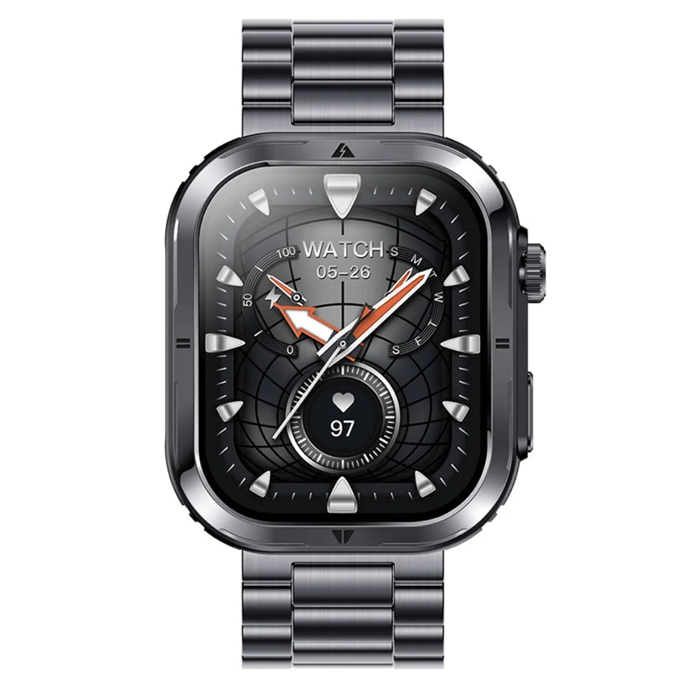 MK86 2.01-inch Screen Bluetooth-compatible Call Smart Watch Health Monitoring Flashlight Sports Watch, Silicone + Steel Strap - Black - 4