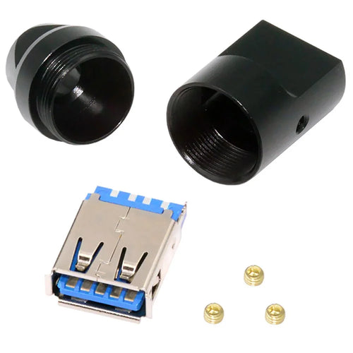 CN-024-FE USB 3.0 Type-A Female Socket Receptacle Connector Solder Type with Aluminum Alloy Shell for 6.0mm Cable - 1