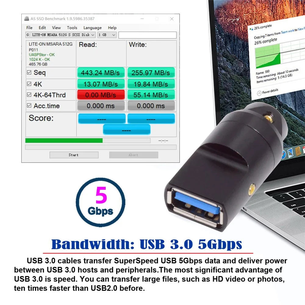 CN-024-FE USB 3.0 Type-A Female Socket Receptacle Connector Solder Type with Aluminum Alloy Shell for 6.0mm Cable - 6