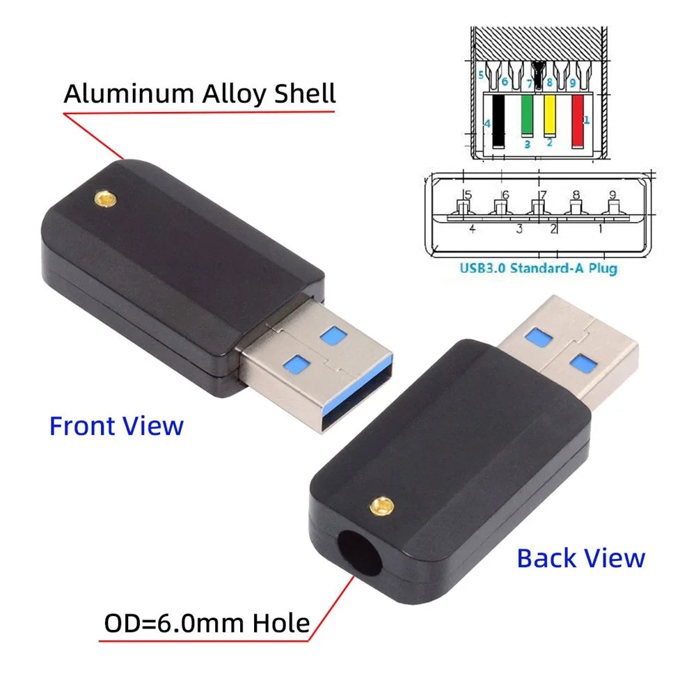 CN-024-MA Solder Type USB 3.0 Type-A Male Plug Connector with Aluminum Alloy Shell for 6.0mm Cable - 4