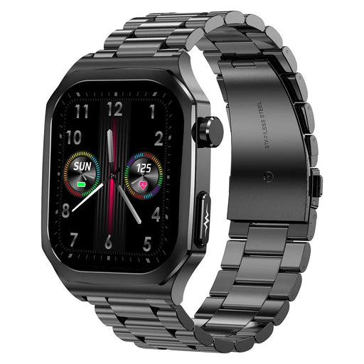 ET280 ECG Smart Watch Monitoring Blood Oxygen SOS Bracelet Wrist Band with Steel Strap - Black - 1