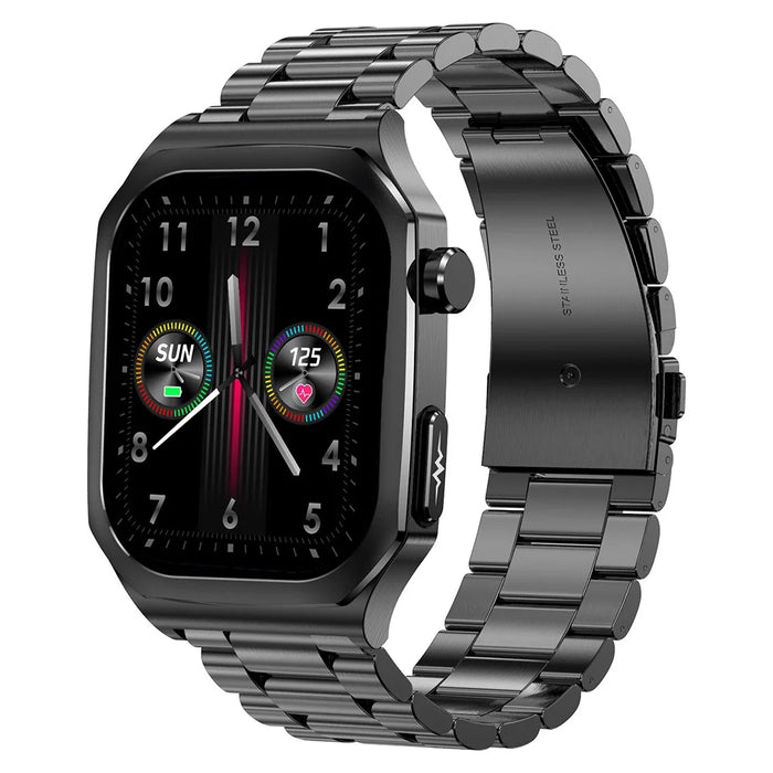 ET280 ECG Smart Watch Monitoring Blood Oxygen SOS Bracelet Wrist Band with Steel Strap - Black - 1