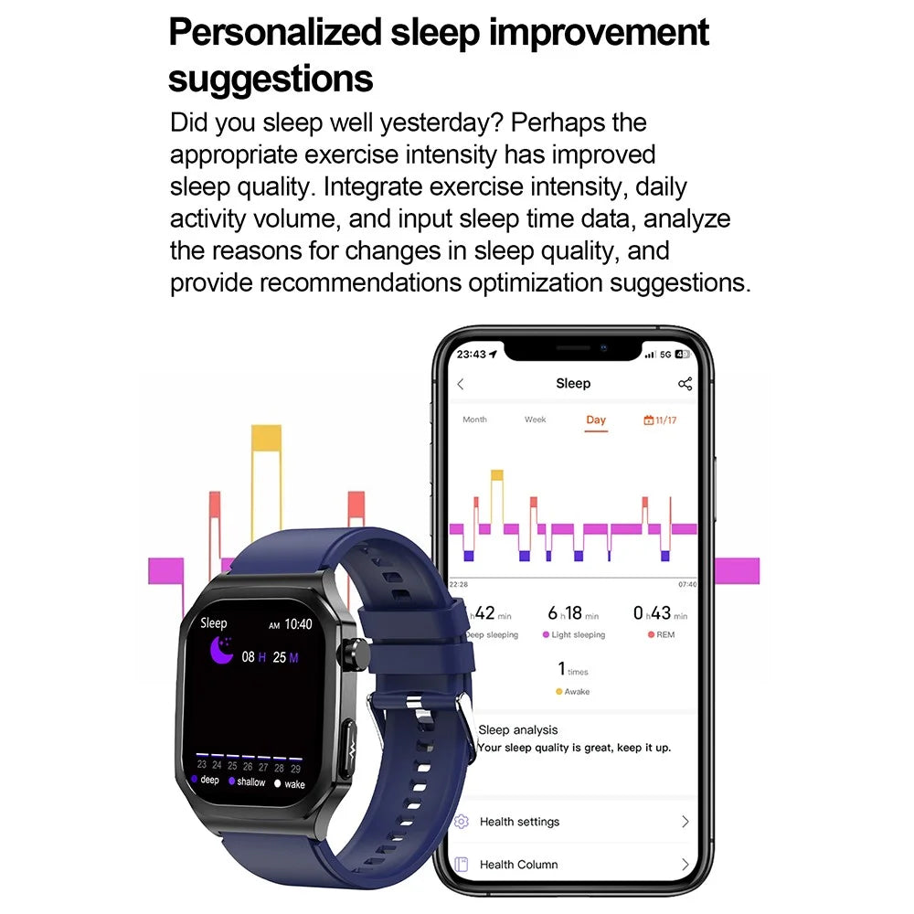 ET280 ECG Smart Watch Monitoring Blood Oxygen SOS Bracelet Wrist Band with Silicone Strap - Black - 5