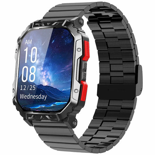 F407 Waterproof Rugged Smart Watch Blood Sugar Heart Rate Monitor with Bamboo Joint Shaped Steel Strap - 1
