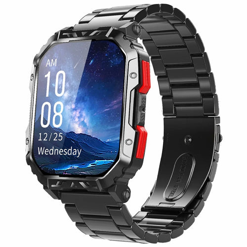 F407 Outdoor Waterproof Rugged Smart Watch Blood Sugar Heart Rate Monitor with Steel Strap - 1