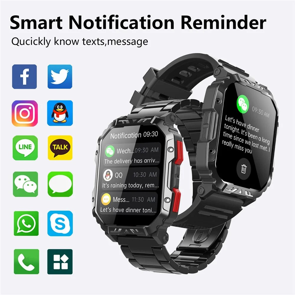 F407 Outdoor Waterproof Rugged Smart Watch Blood Sugar Heart Rate Monitor with Steel Strap - 2