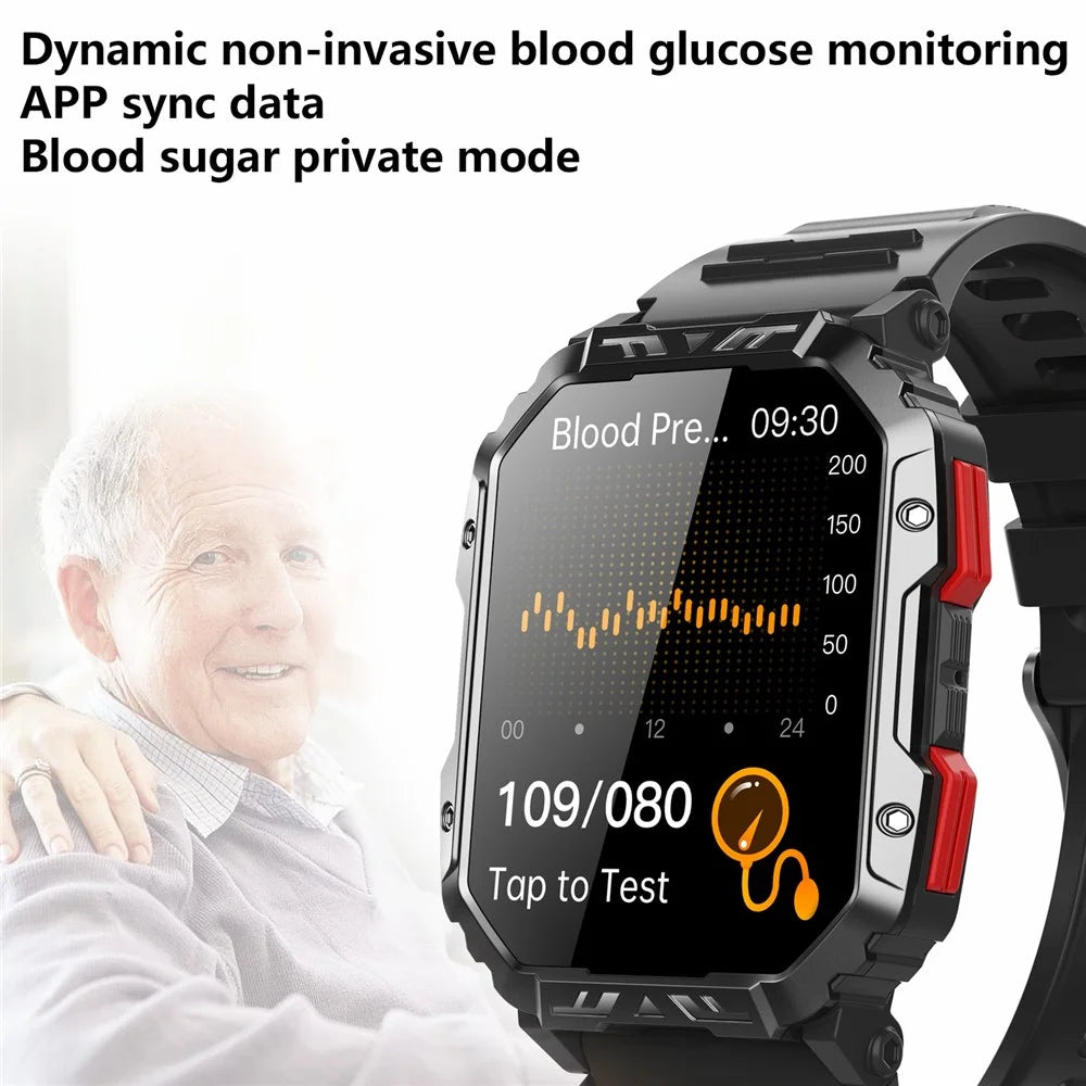 F407 Outdoor Waterproof Rugged Smart Watch Blood Sugar Heart Rate Monitor with Silicone Strap - 6