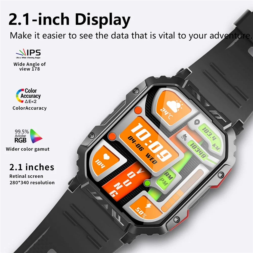 F407 Outdoor Waterproof Rugged Smart Watch Blood Sugar Heart Rate Monitor with Silicone Strap - 7