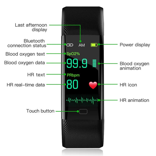 F07T Heart Rate Monitoring Smart Watch Waterproof Wrist Bracelet Fitness Tracker - Black - 2