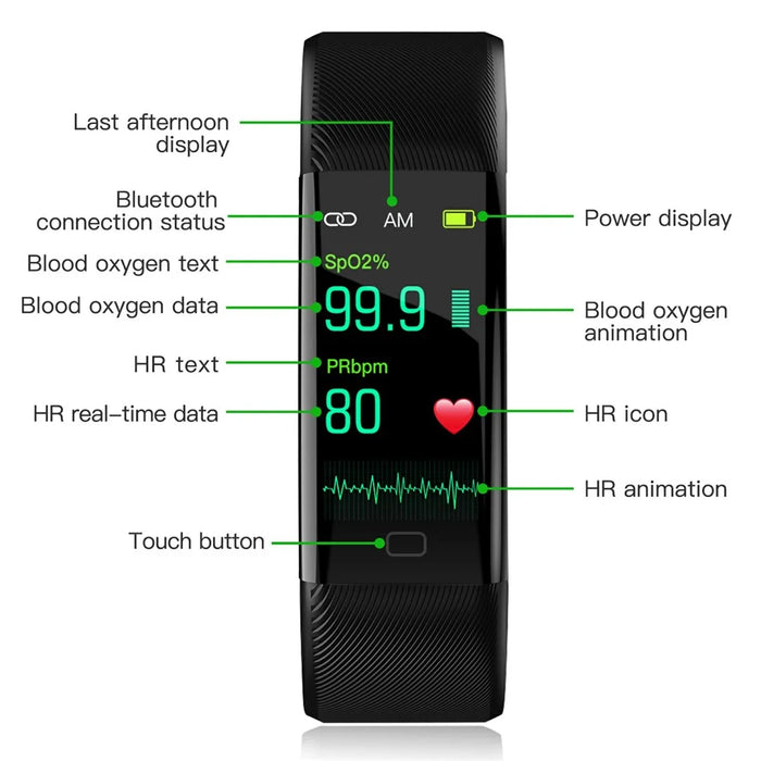 F07T Heart Rate Monitoring Smart Watch Waterproof Wrist Bracelet Fitness Tracker - Black - 2