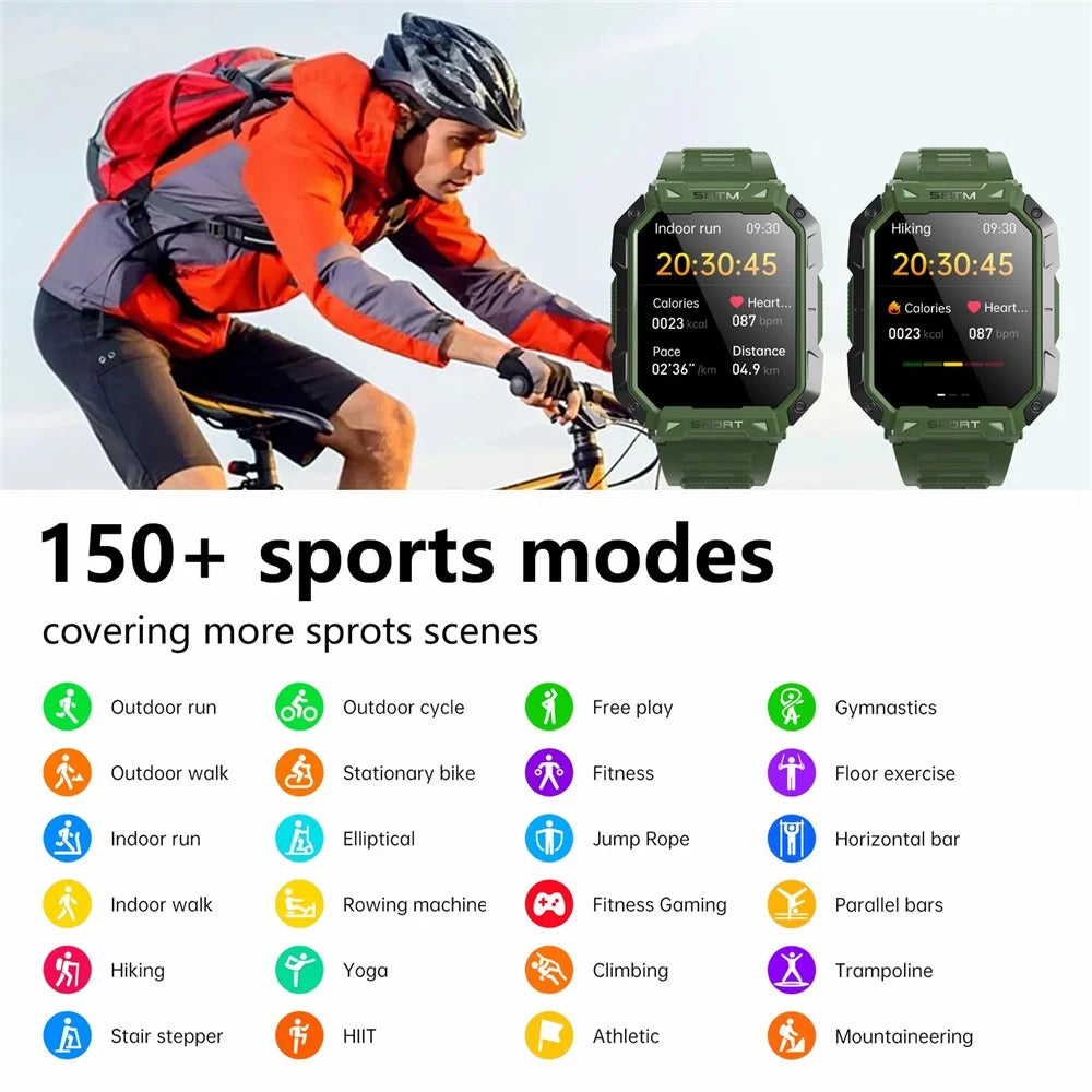F307 Waterproof Rugged Smart Watch Bluetooth-compatible Call 2.1 inch Screen Sports Tracker Blood Sugar Monitor - Green - 3