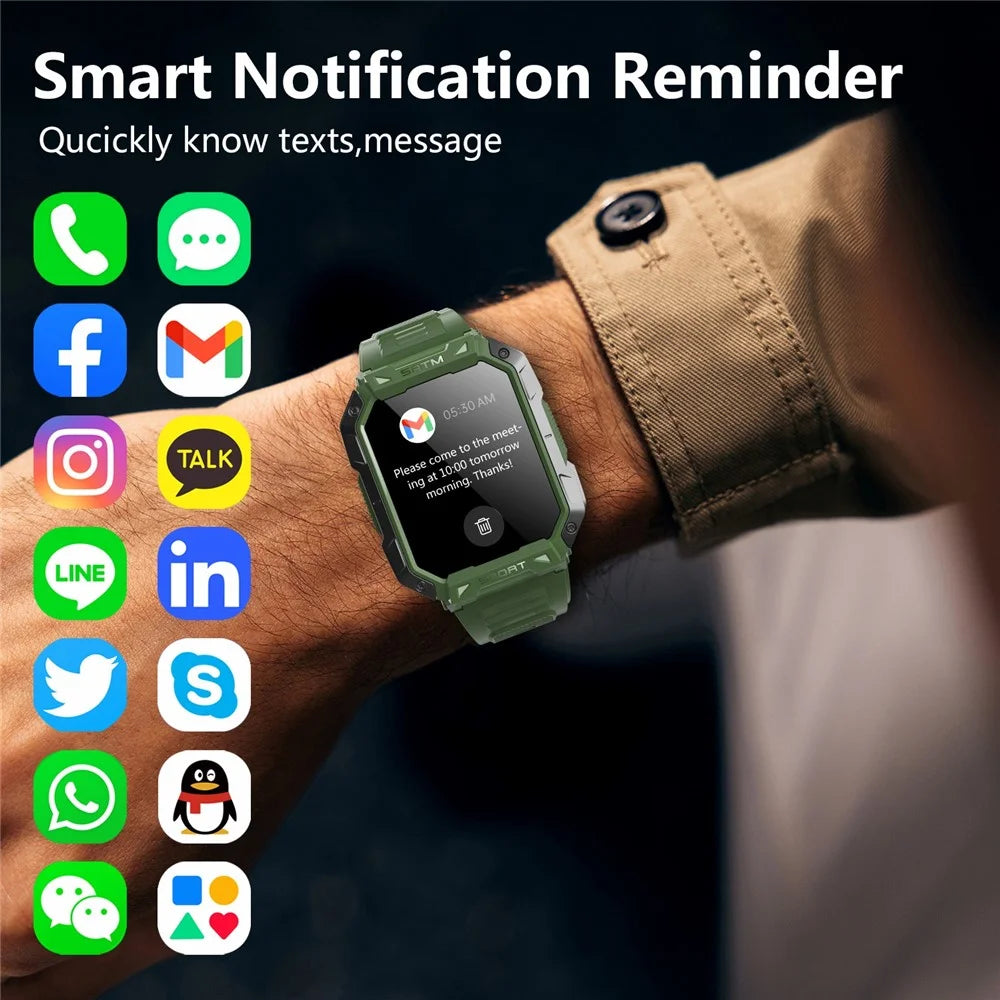 F307 Waterproof Rugged Smart Watch Bluetooth-compatible Call 2.1 inch Screen Sports Tracker Blood Sugar Monitor - Green - 4
