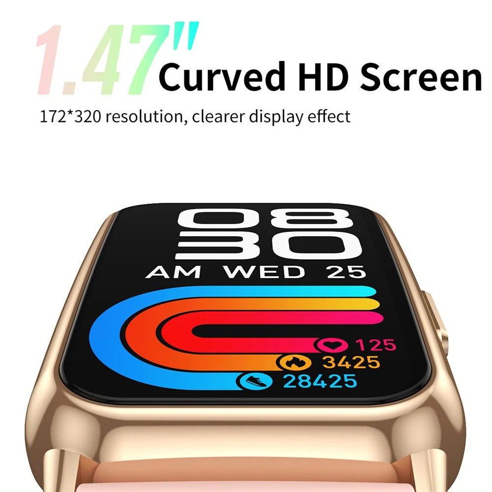 CY22 Silicone Strap 1.47-inch Curved Screen Smart Watch Sleep Health Monitoring Metal Case Smart Bracelet - Gold - 4