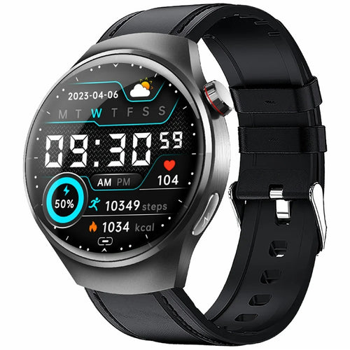 F600 Sports Smart Watch Heart Rate Monitor Fitness Tracker with Leather Strap - Black - 1