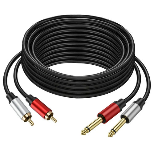 3m Dual 1 / 4 inch TS to Dual RCA Stereo Audio Cable 2x 6.35mm TS to RCA Male Adapter Wire - 1