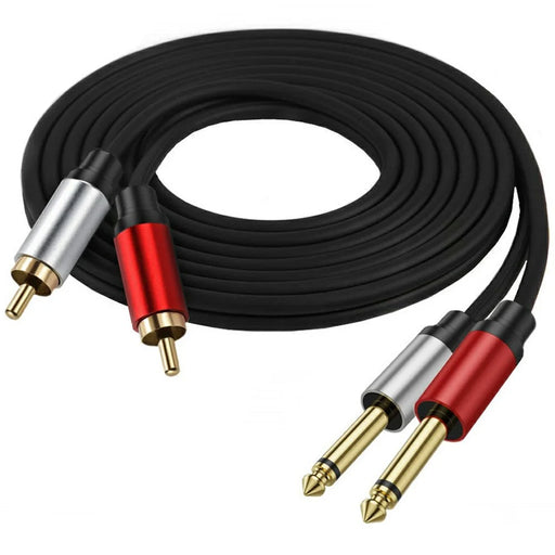 0.3m Dual 1 / 4 inch TS to Dual RCA Stereo Audio Cable 2x 6.35mm TS to RCA Male Adapter Wire - 1