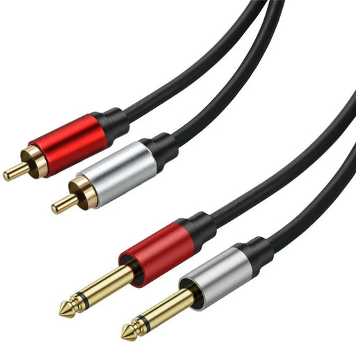 0.3m Dual 1 / 4 inch TS to Dual RCA Stereo Audio Cable 2x 6.35mm TS to RCA Male Adapter Wire - 2