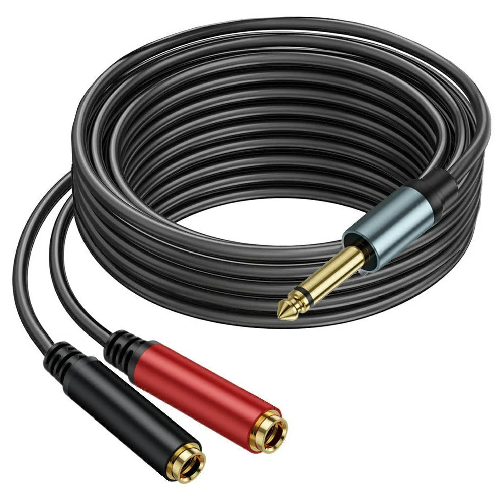 5m 1 / 4 Inch TS Mono Splitter Y Cable 6.35mm Mono Male Plug to Dual 1 / 4 Inch 6.35mm Female Jack Wire - 1