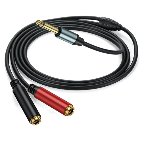 2m 1 / 4 Inch TS Mono Splitter Y Cable 6.35mm Mono Male Plug to Dual 1 / 4 Inch 6.35mm Female Jack Wire - 1