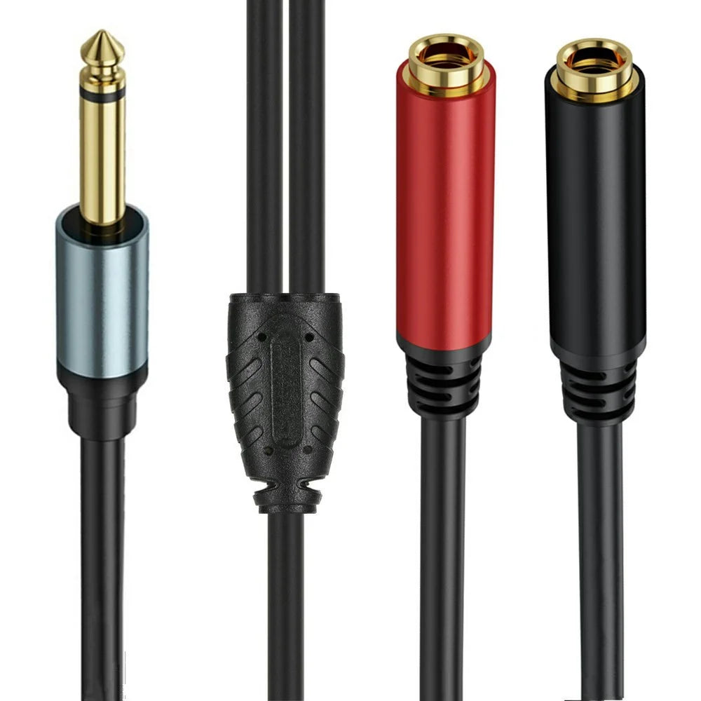 2m 1 / 4 Inch TS Mono Splitter Y Cable 6.35mm Mono Male Plug to Dual 1 / 4 Inch 6.35mm Female Jack Wire - 2