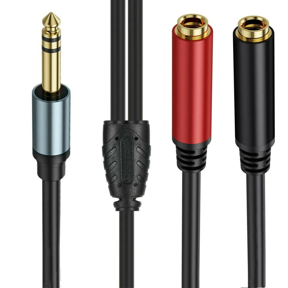 2m 1 / 4 Inch TRS Stereo Splitter Y Cable 6.35mm Stereo Male Plug to Dual 6.35mm Female Jack Wire - 2