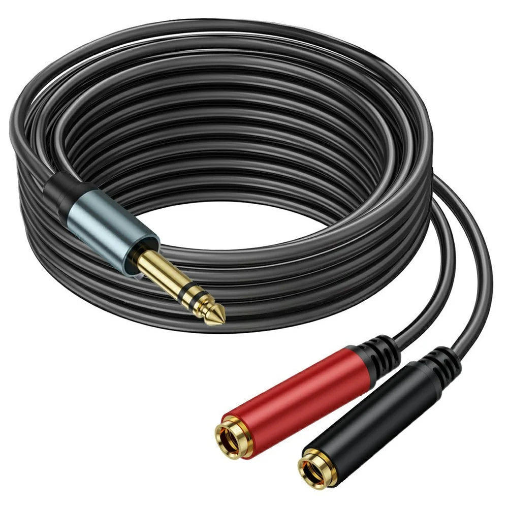 5m 1 / 4 Inch TRS Stereo Splitter Y Cable 6.35mm Stereo Male Plug to Dual 6.35mm Female Jack Wire - 1