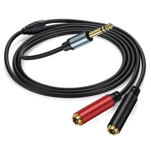 0.3m 1 / 4 Inch TRS Stereo Splitter Y Cable 6.35mm Stereo Male Plug to Dual 6.35mm Female Jack Wire - 1
