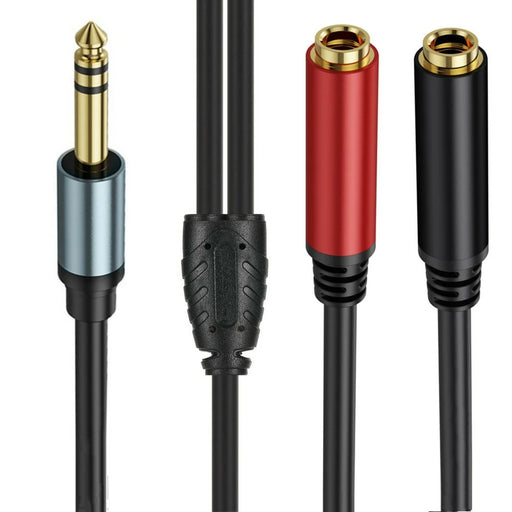0.3m 1 / 4 Inch TRS Stereo Splitter Y Cable 6.35mm Stereo Male Plug to Dual 6.35mm Female Jack Wire - 2