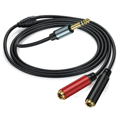 1m 1 / 4 Inch TRS Stereo Splitter Y Cable 6.35mm Stereo Male Plug to Dual 6.35mm Female Jack Wire - 1