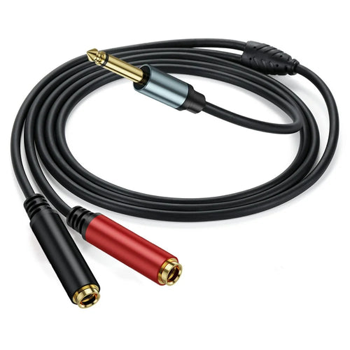 1m 1  /  4 Inch TS Mono Splitter Y Cable 6.35mm Mono Male Plug to Dual 1  /  4 Inch 6.35mm Female Jack Wire - 1