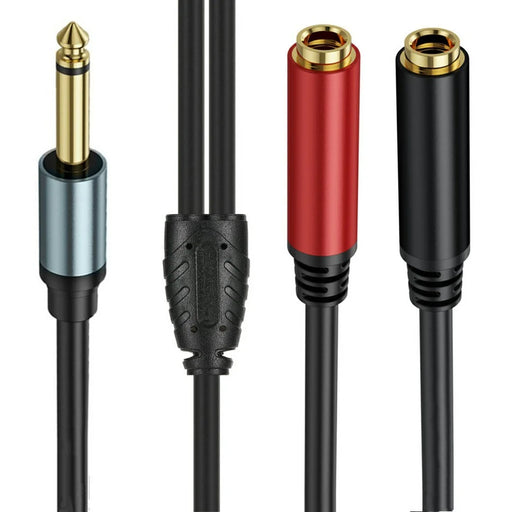 0.3m 1  /  4 Inch TS Mono Splitter Y Cable 6.35mm Mono Male Plug to Dual 1  /  4 Inch 6.35mm Female Jack Wire - 1