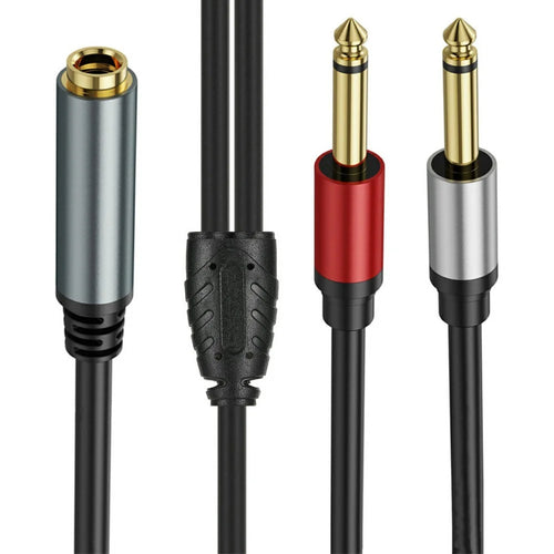 0.3m 6.35mm TRS Stereo Female to Dual 6.35mm Male TS Mono Jack Audio Speaker Splitter Cable - 1