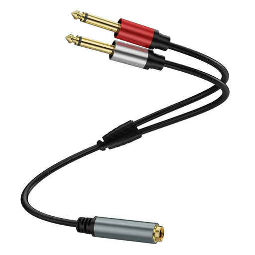 0.3m 6.35mm TRS Stereo Female to Dual 6.35mm Male TS Mono Jack Audio Speaker Splitter Cable - 2