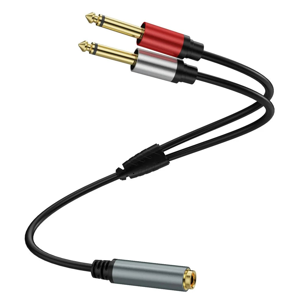 3m 6.35mm TRS Stereo Female to Dual 6.35mm Male TS Mono Jack Audio Speaker Splitter Cable - 3