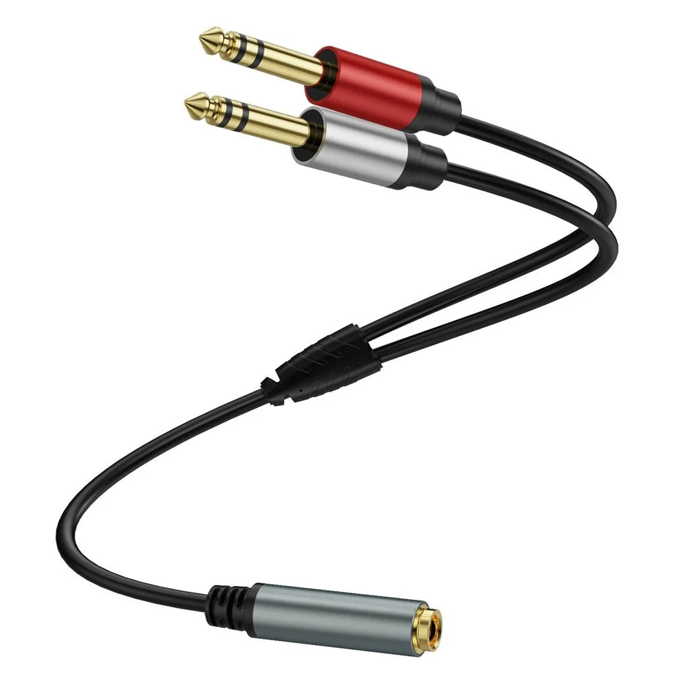 3m 6.35mm Female Jack to 2x 1 / 4 Inch Male Plug Stereo Audio Adapter Speaker Y Splitter Cable - 3