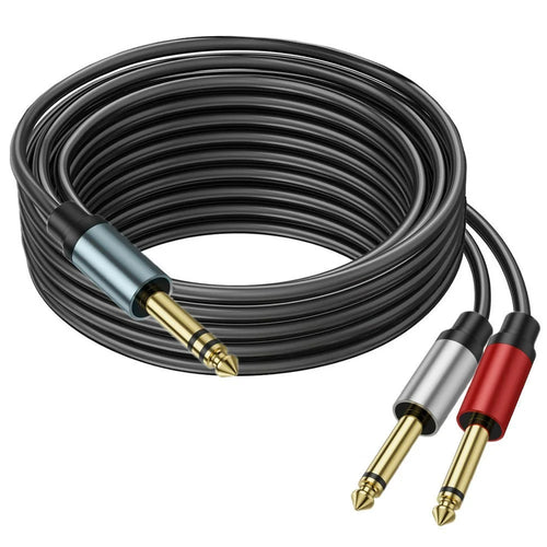 5m 1 / 4 Inch TRS Stereo Y-Splitter Cord 6.35mm Male Jack to Dual 6.35mm Male TS Mono Audio Cable - 1