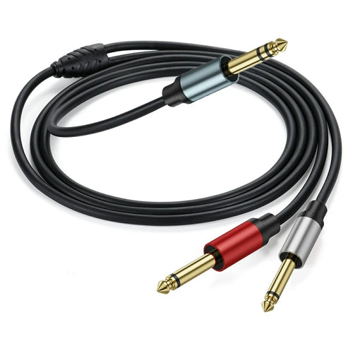 2m 1 / 4 Inch TRS Stereo Y-Splitter Cord 6.35mm Male Jack to Dual 6.35mm Male TS Mono Audio Cable - 1
