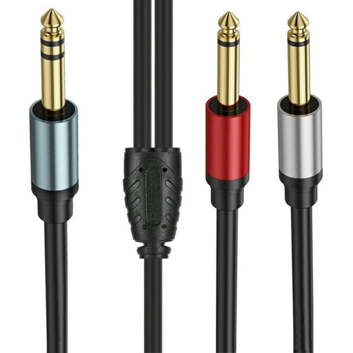 0.3m 1 / 4 Inch TRS Stereo Y-Splitter Cord 6.35mm Male Jack to Dual 6.35mm Male TS Mono Audio Cable - 1