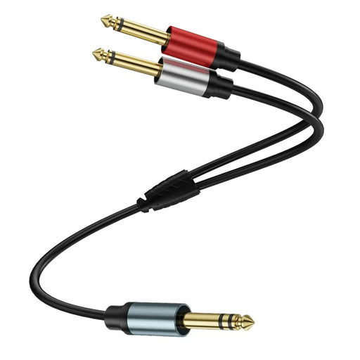 0.3m 1 / 4 Inch TRS Stereo Y-Splitter Cord 6.35mm Male Jack to Dual 6.35mm Male TS Mono Audio Cable - 2