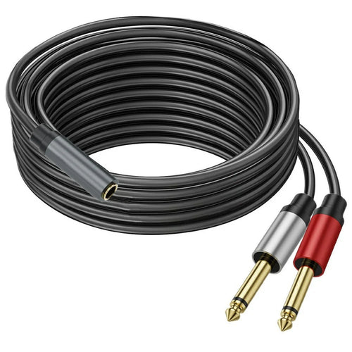 5m 6.35mm Stereo Female TRS to Dual 1  /  4 Inch Male Mono Y Splitter Breakout Cable Patch Cord - 1