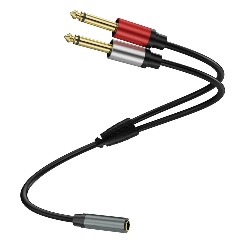 1m 6.35mm Stereo Female TRS to Dual 1 / 4 Inch Male Mono Y Splitter Breakout Cable Patch Cord - 3