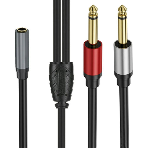 0.3m 6.35mm Stereo Female TRS to Dual 1 / 4 Inch Male Mono Y Splitter Breakout Cable Patch Cord - 1