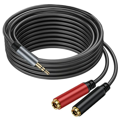 3m 3.5mm Male Stereo TRS to Two 6.35mm 1 / 4 Inch TS Female Stereo Breakout Cable Y Splitter Cable - 1