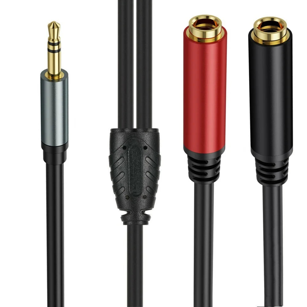5m 3.5mm Male Stereo TRS to Two 6.35mm 1 / 4 Inch TS Female Stereo Breakout Cable Y Splitter Cable - 2