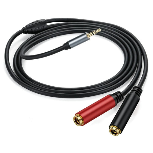2m 3.5mm Male Stereo TRS to Two 6.35mm 1 / 4 Inch TS Female Stereo Breakout Cable Y Splitter Cable - 1