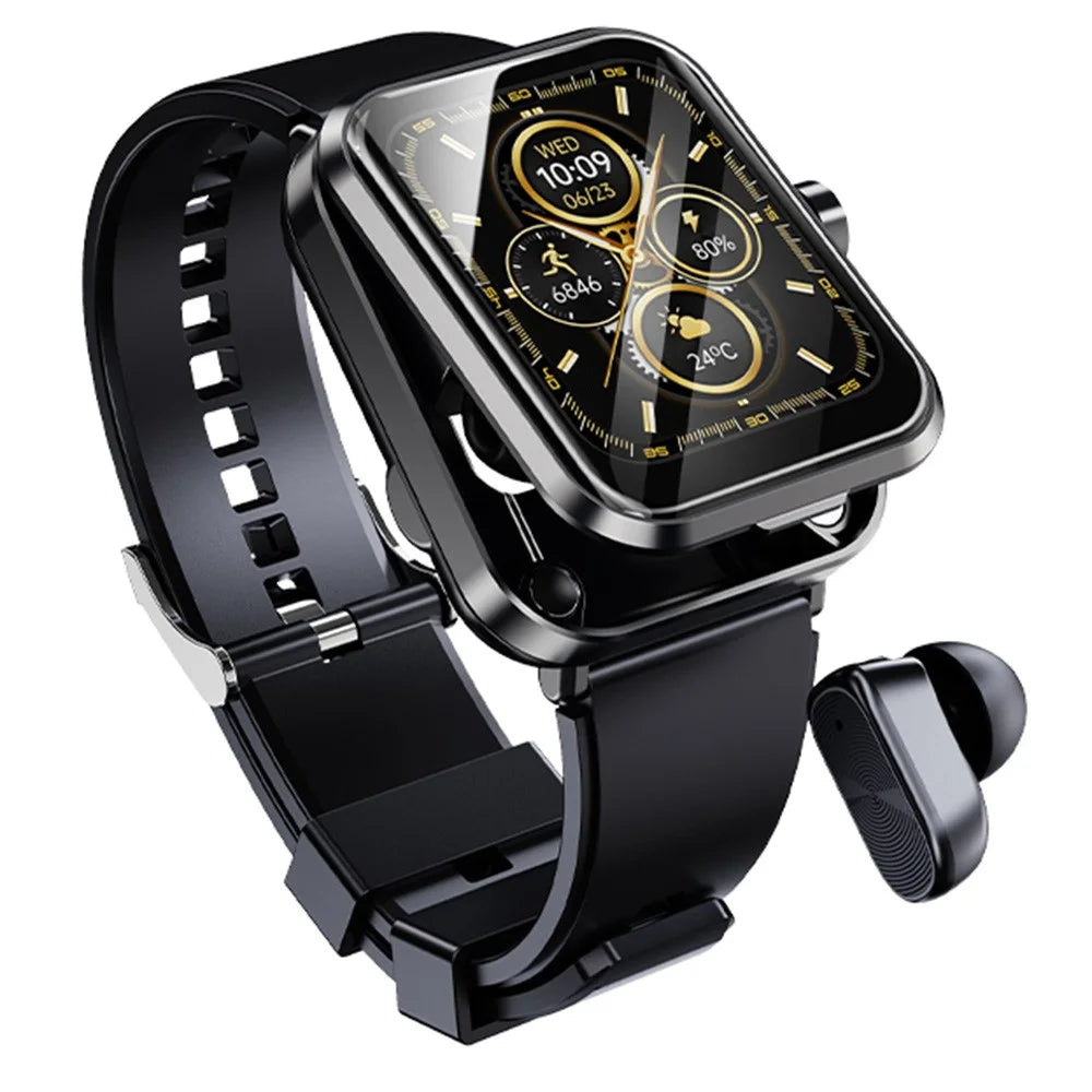 S6 2-in-1 Bluetooth-compatible TWS Earphone Health Monitoring Bluetooth-compatible Calling 1.85-inch Smart Watch - Black - 1