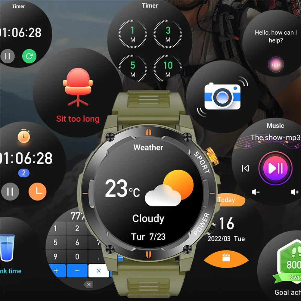 J300 1.52-inch Smart Watch Bluetooth-compatible Calling Health Monitoring Outdoor Sports Watch - Black - 7